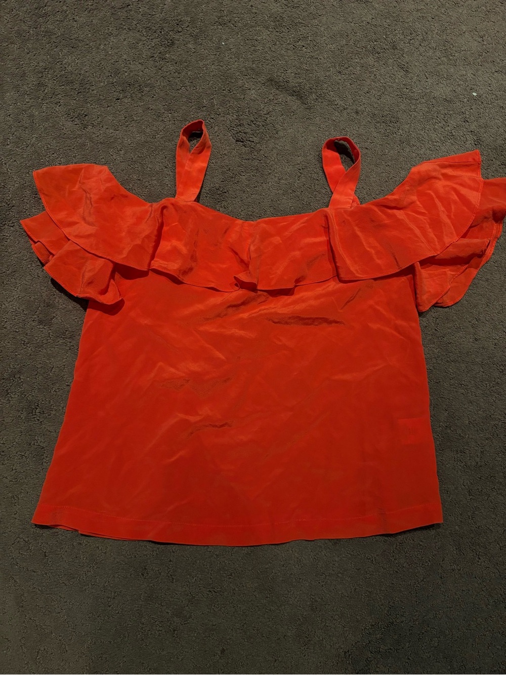 J. Crew Red Ruffle Off-Shoulder Short Sleeve Top